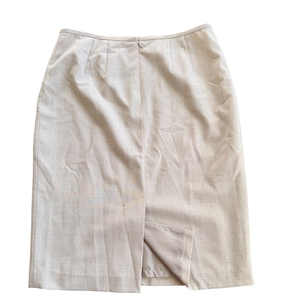 Calvin Klein Beige Stretch 2 Piece Skirt Suit Double Breasted Belted Women's 8 - Picture 8 of 11